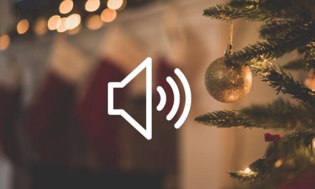 Kerstverhalen podcast en radio met symbool