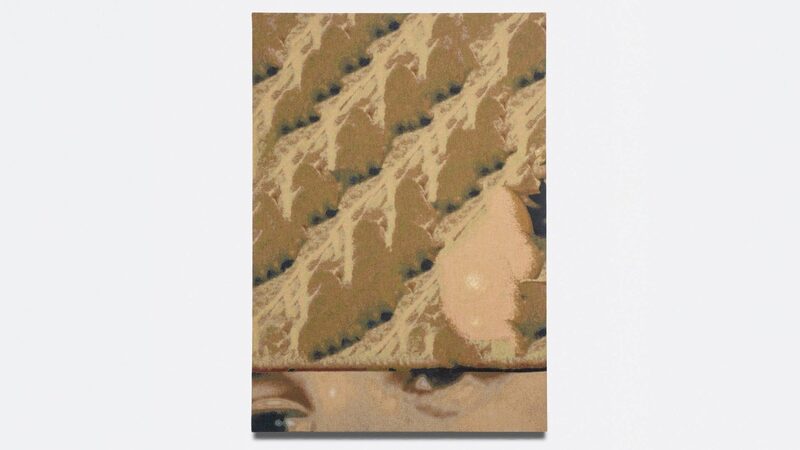 Kunstwerk met aan de bovenkant zandheuvels en onderaan twee ogen.