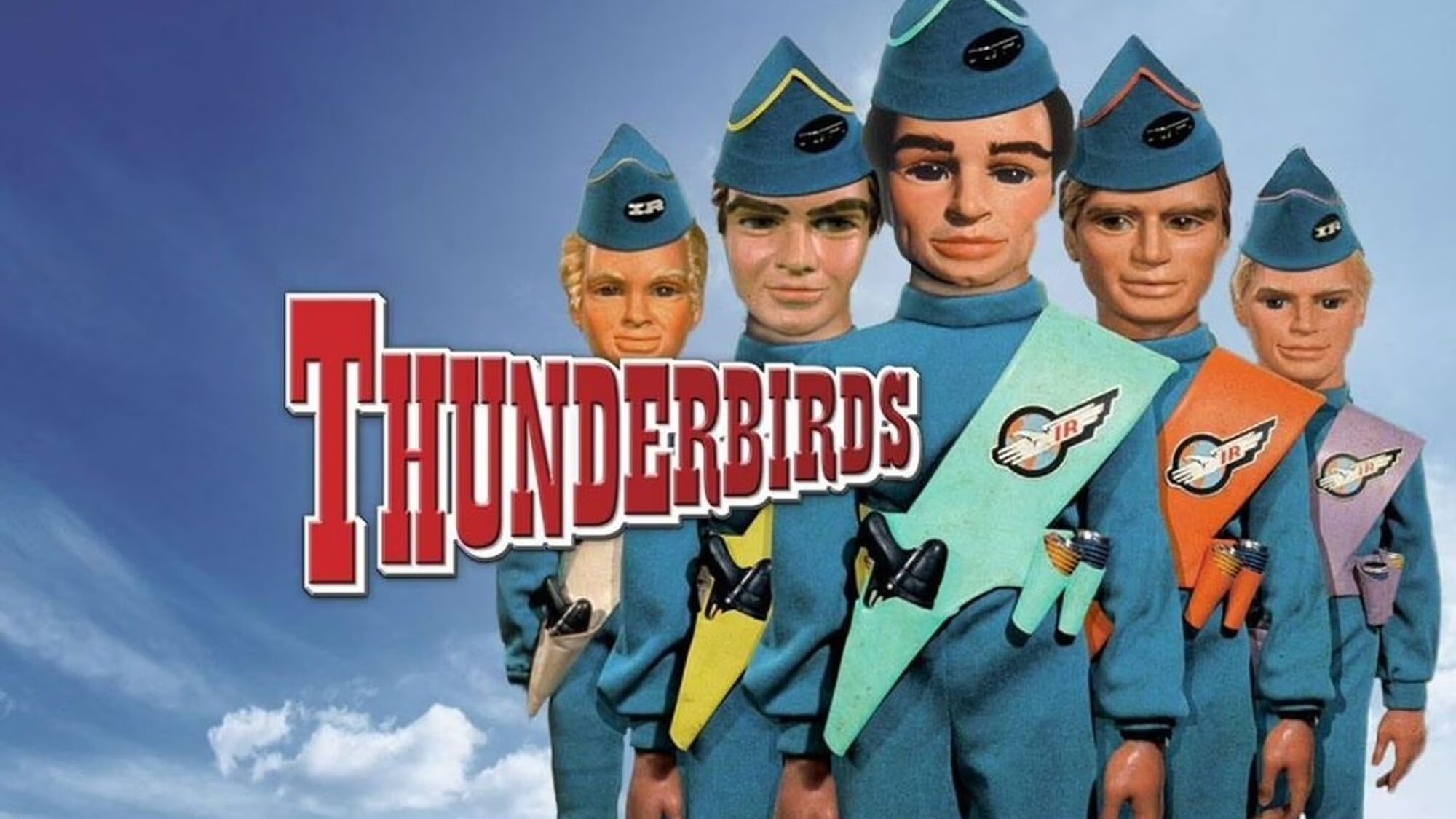 Foto van de thunderbirds (poppen) op een rijtje