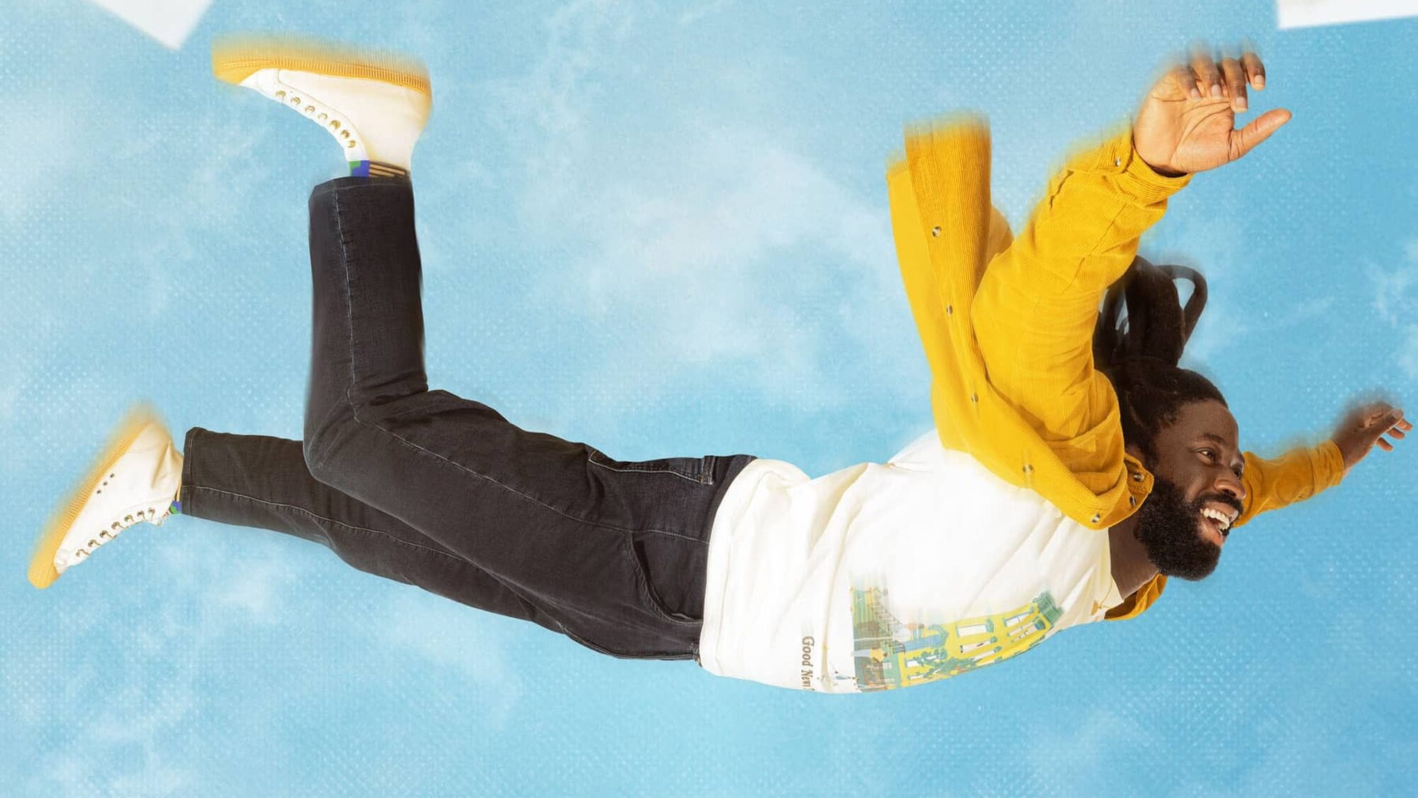 Hoofdpersonage uit Dreaming Whilst Black valt uit de lucht