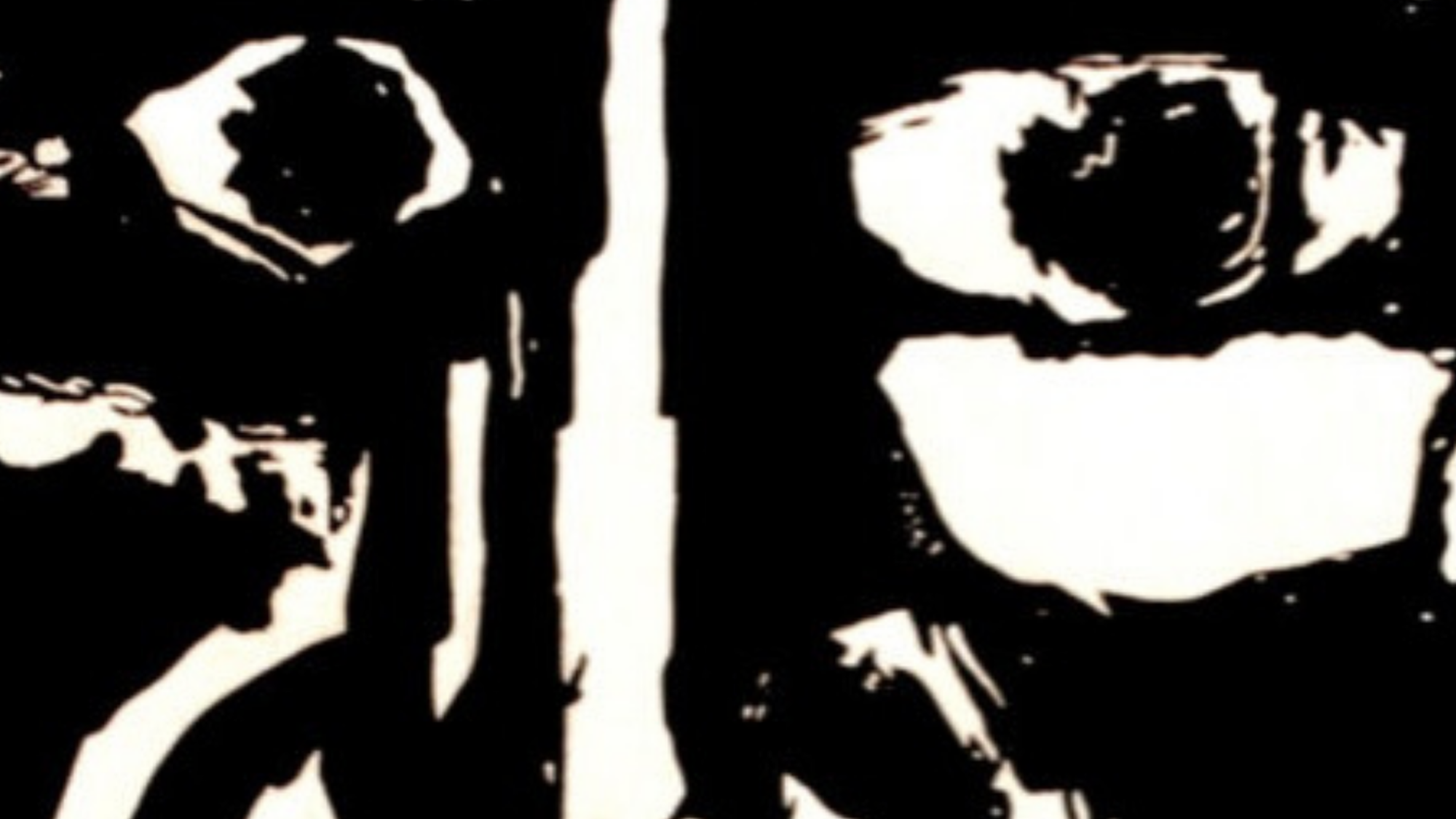 Poster voor de film La Dulce Vida (La Dolce Vita) op Cuba. Een angstig grof geschilderd gezicht in zwart wit.