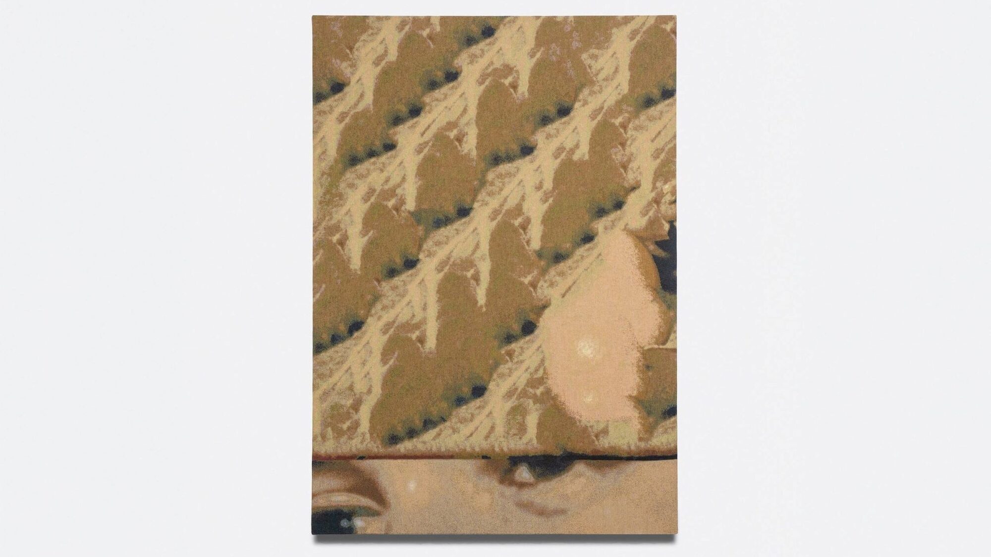 Kunstwerk met aan de bovenkant zandheuvels en onderaan twee ogen.