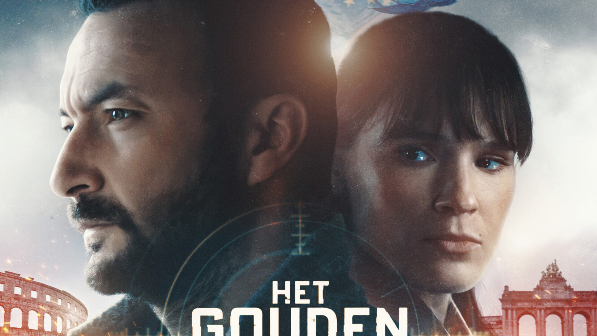 Banner met de twee hoofdpersonen uit de serie Het Gouden Uur.