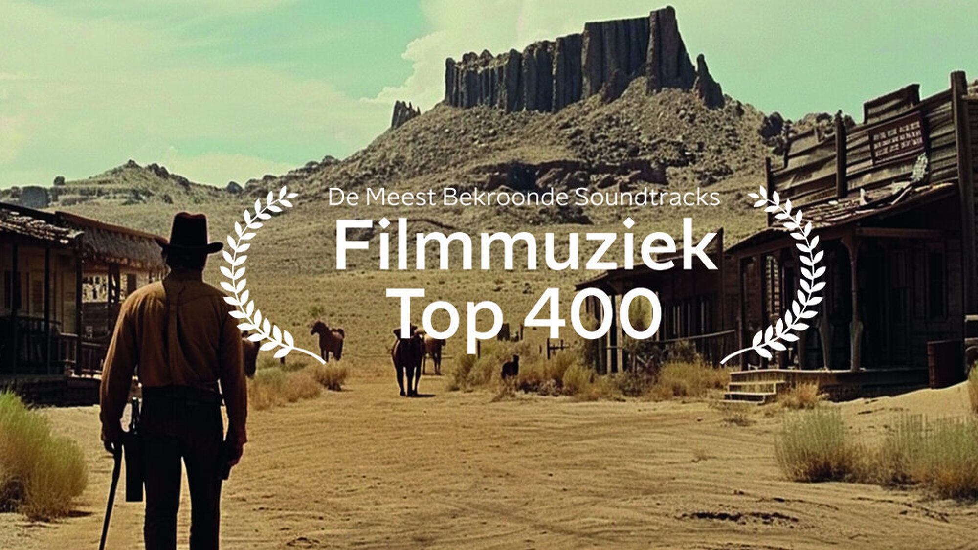 Poster van de Filmmuziek Top 400 met een woestijnlandschap