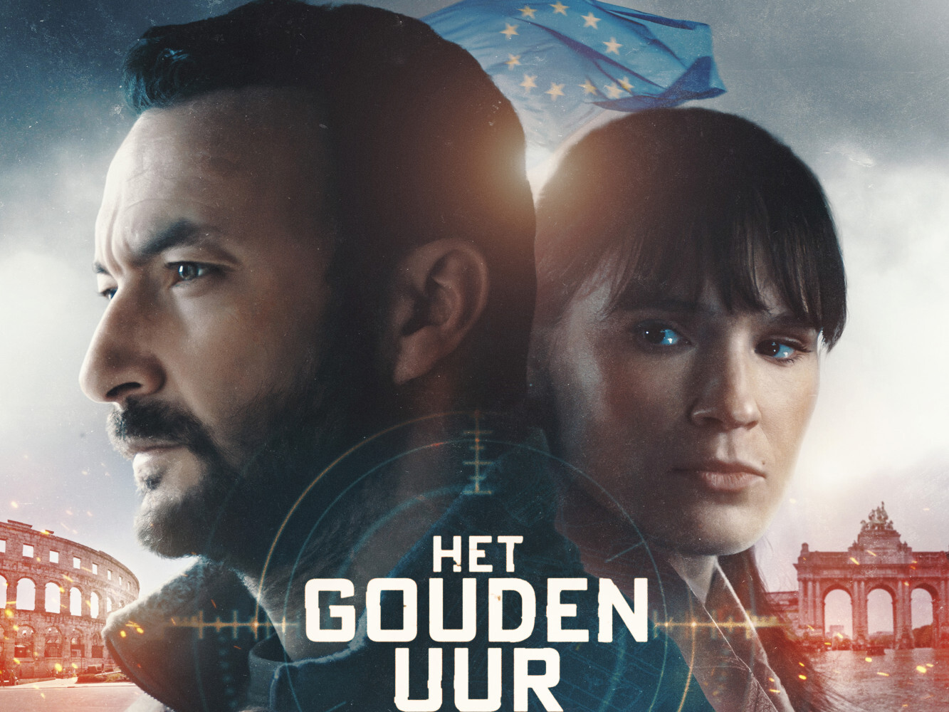 Banner met de twee hoofdpersonen uit de serie Het Gouden Uur.